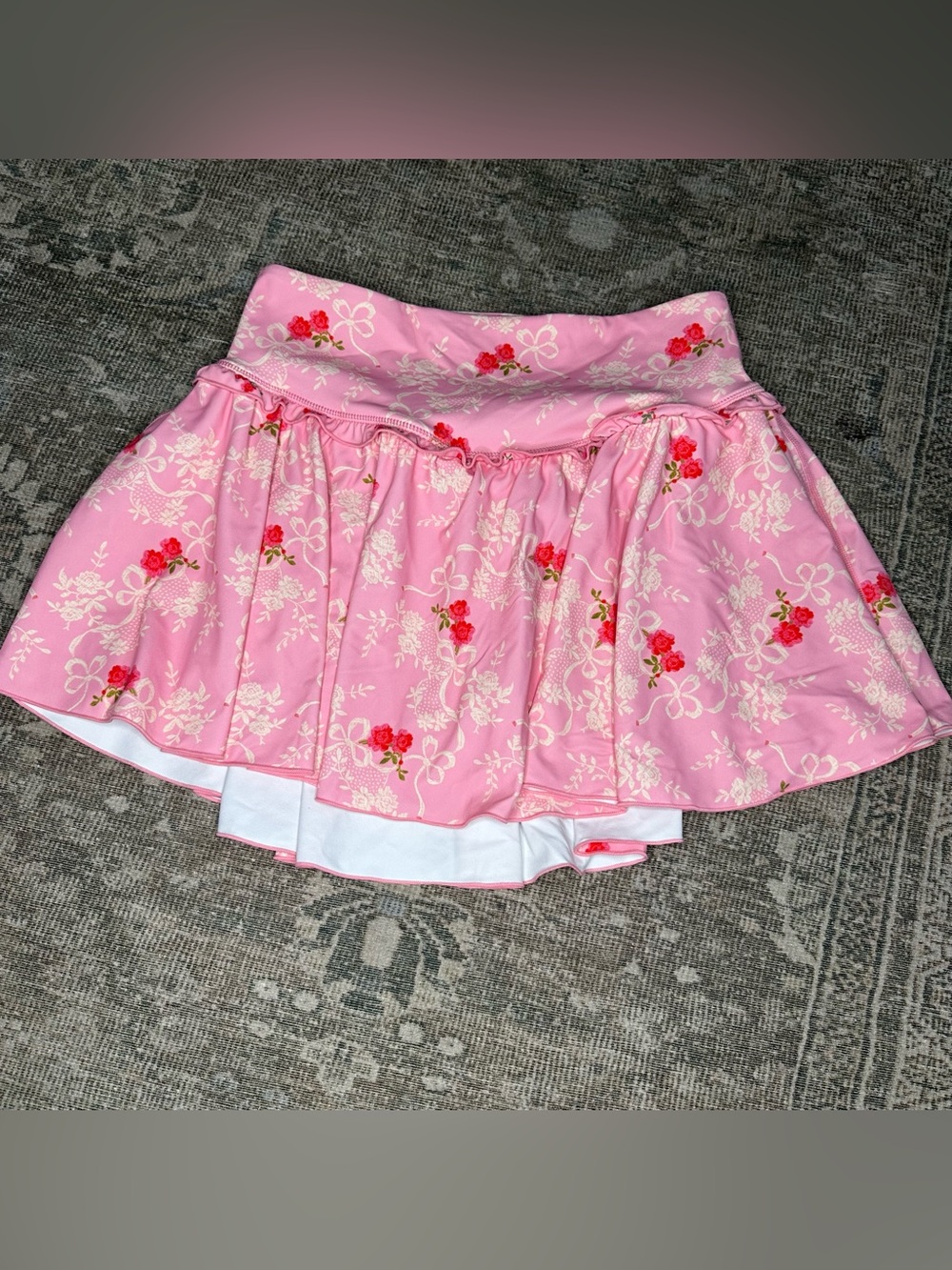 LoveShackFancy Pink Floral Bow Active Skort Size M